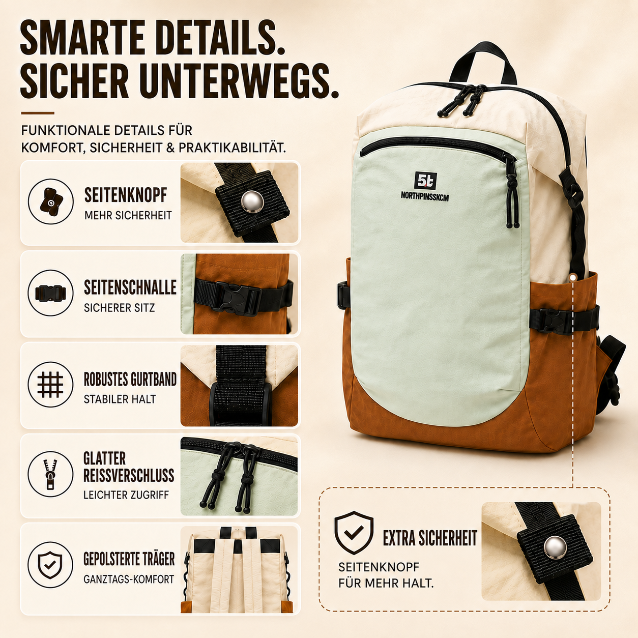 Nordspur | Leichter Nylon-Tagesrucksack
