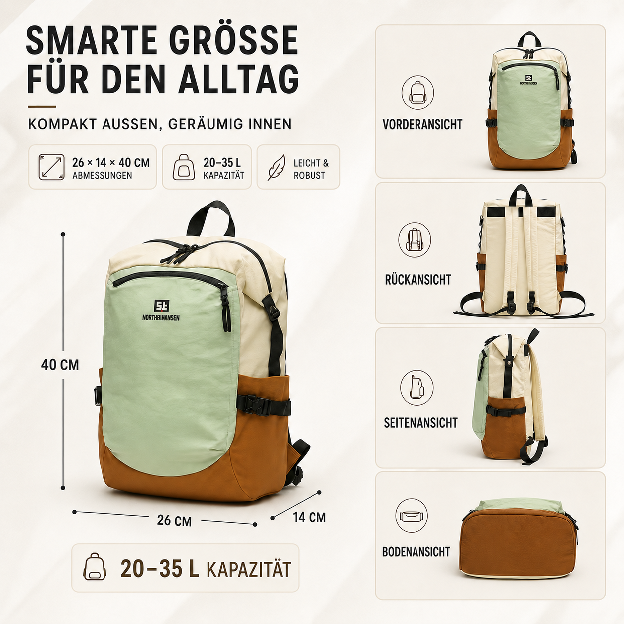Nordspur | Leichter Nylon-Tagesrucksack