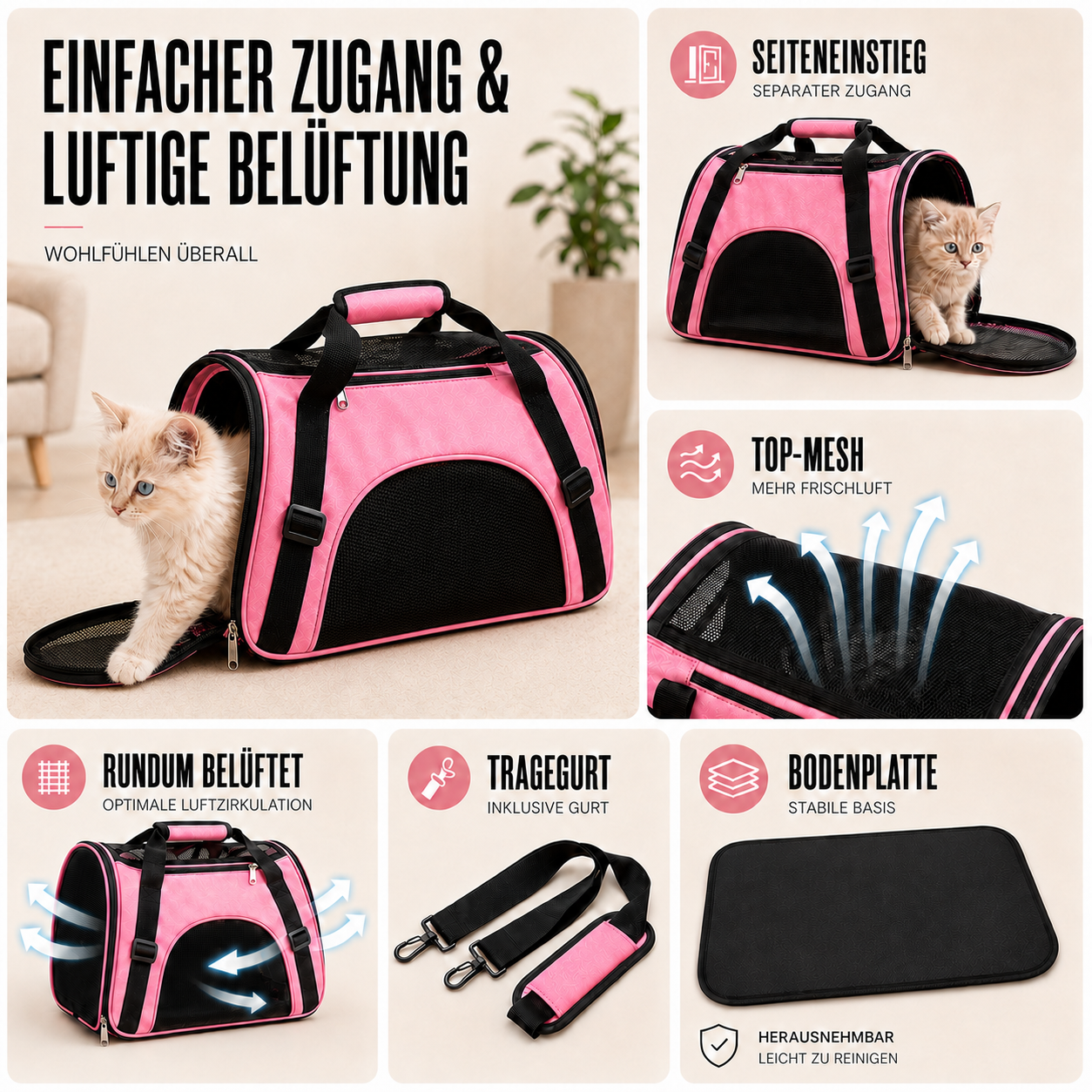 Nordspur | Petluxe Faltbare Mesh-Transporttasche für Haustiere