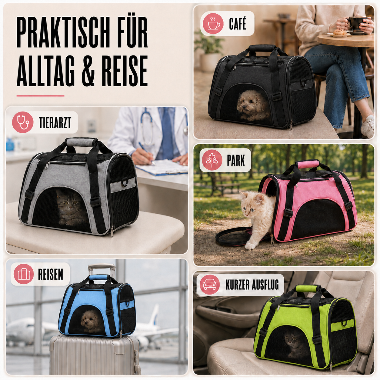 Nordspur | Petluxe Faltbare Mesh-Transporttasche für Haustiere