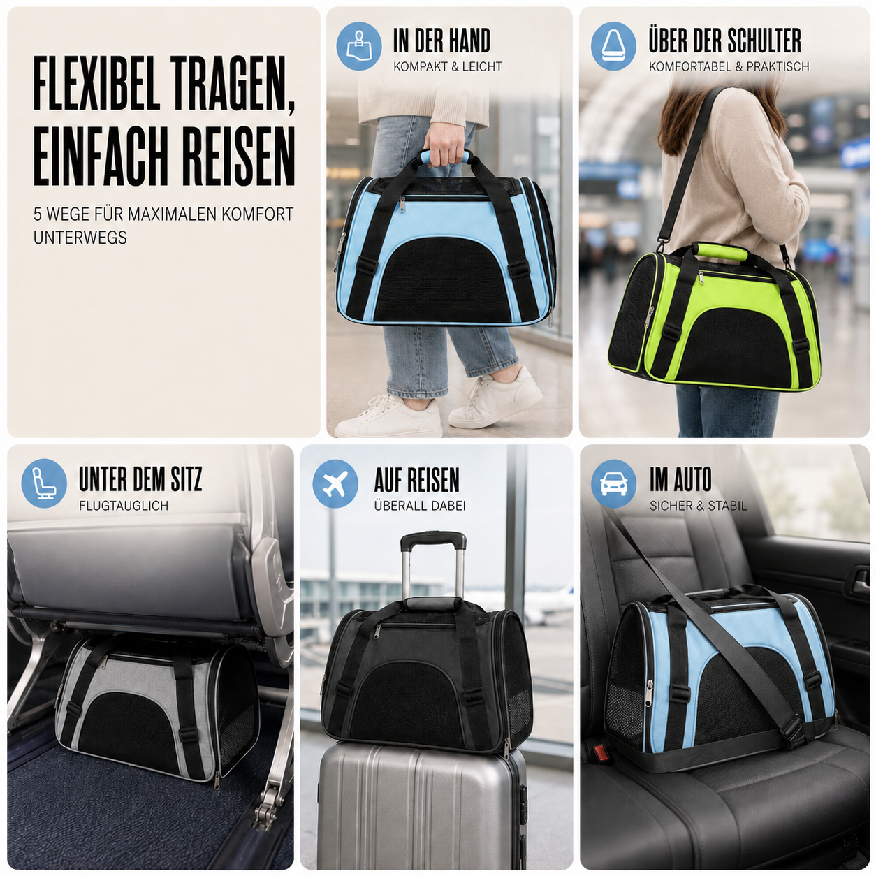 Nordspur | Petluxe Faltbare Mesh-Transporttasche für Haustiere