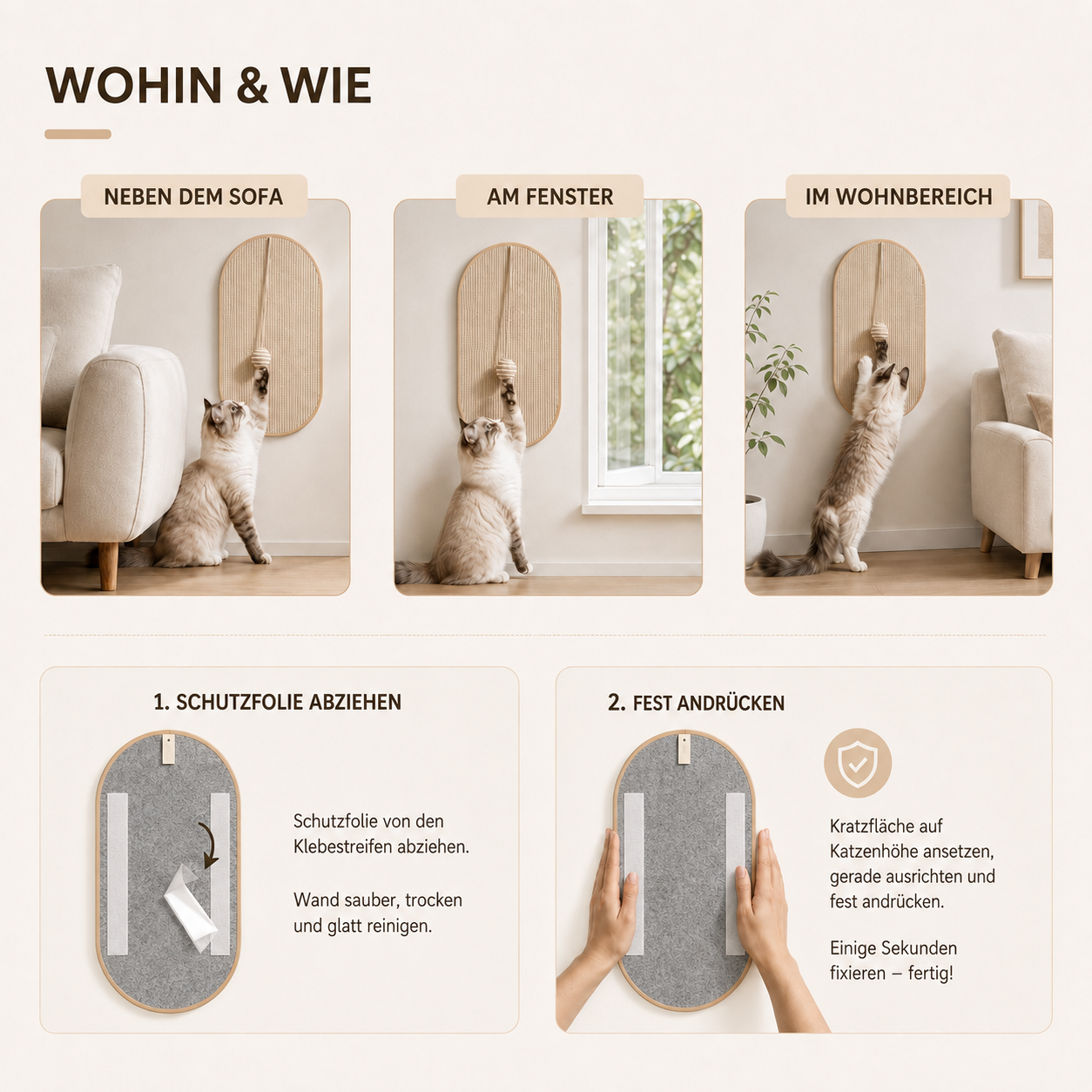 Nordspur | Scratchly Wandmontiertes Sisal-Kratzbrett mit Spielzeug