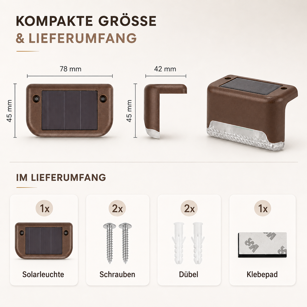 Nordspur | Soluxe Solar-betriebene Outdoor-Stufenleuchte