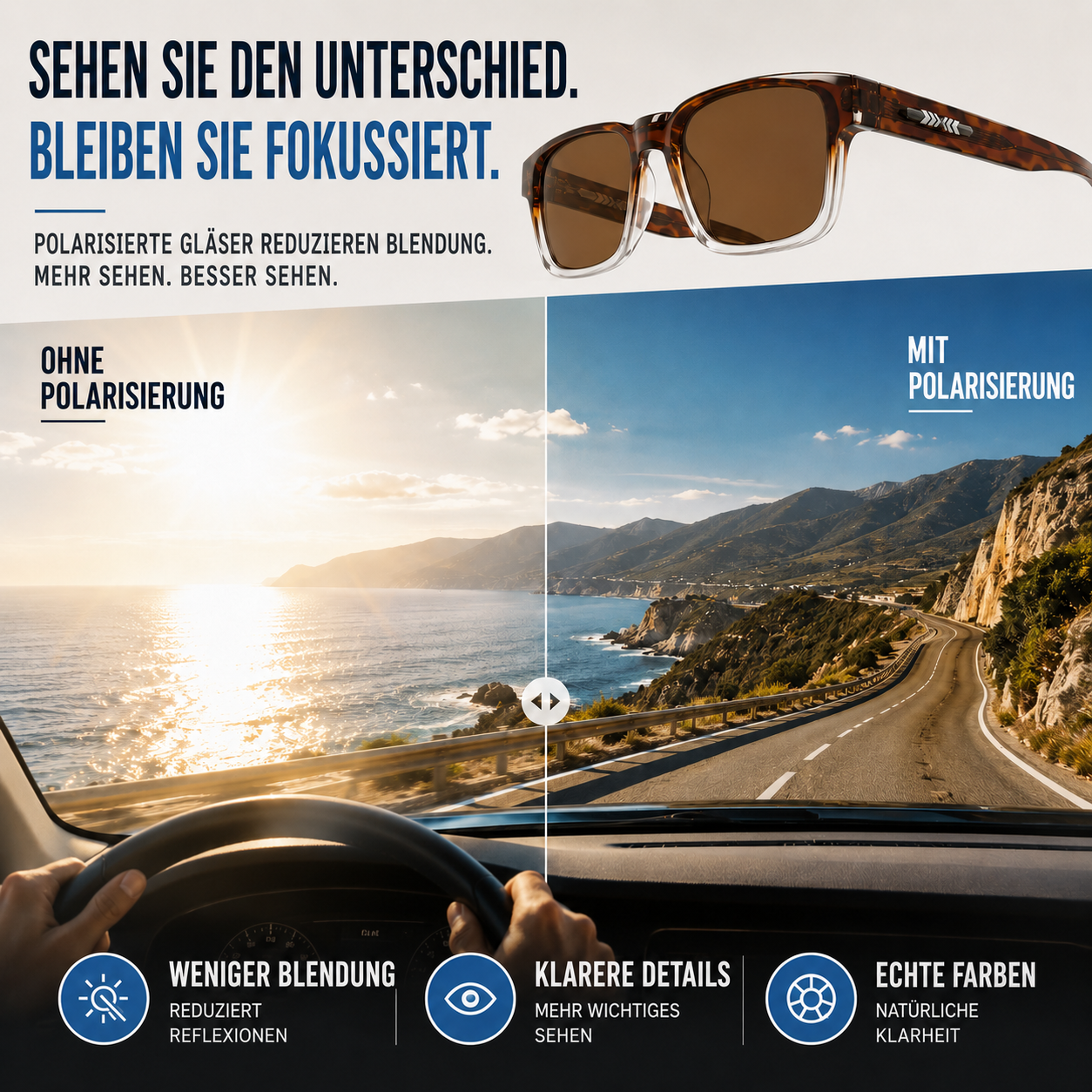Nordspur | Squarex Eckige polarisierte Sonnenbrille