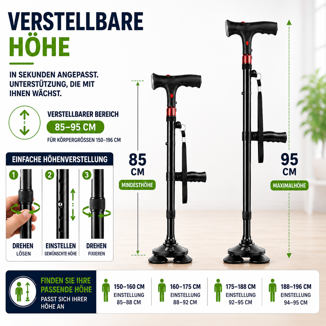 Nordspur | StabiliTrek Faltbarer Aluminium-Vierpunktstock