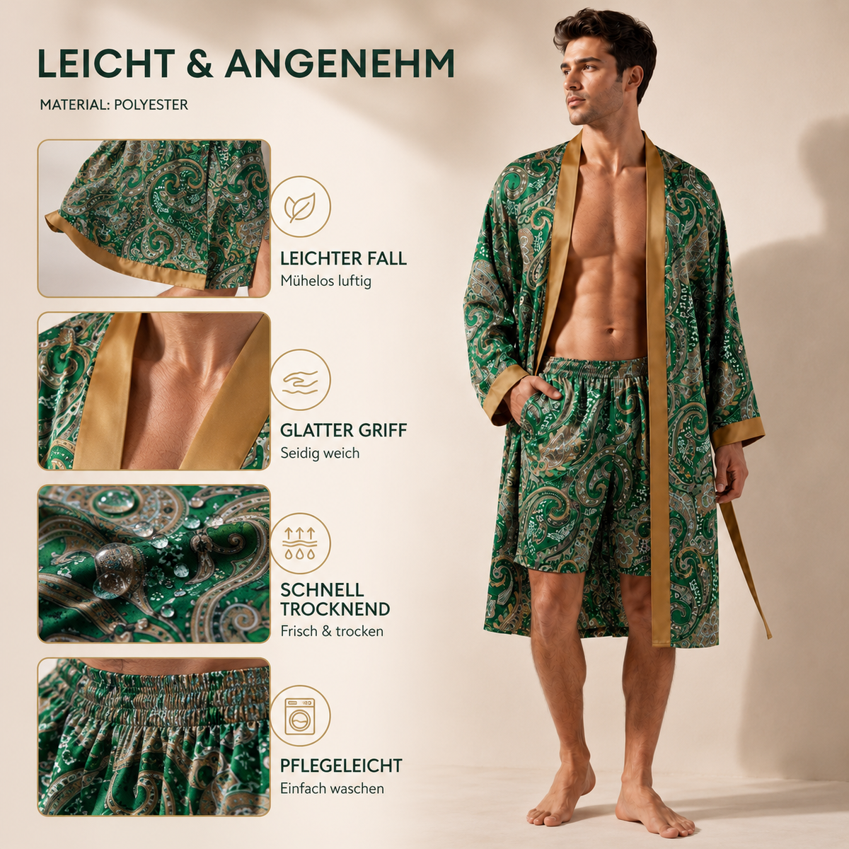 Nordspur | Velvoro Langer Kimono-Stil Bademantel-Set