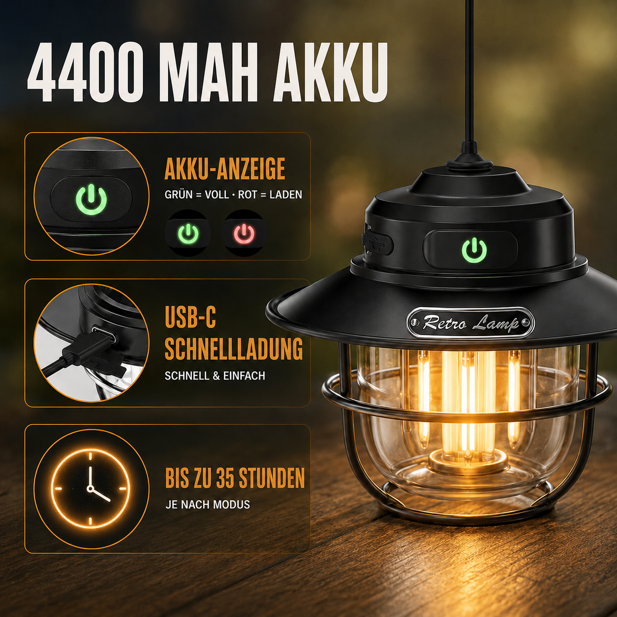 Campinglampe LED dimmbar – LichtNest Retro