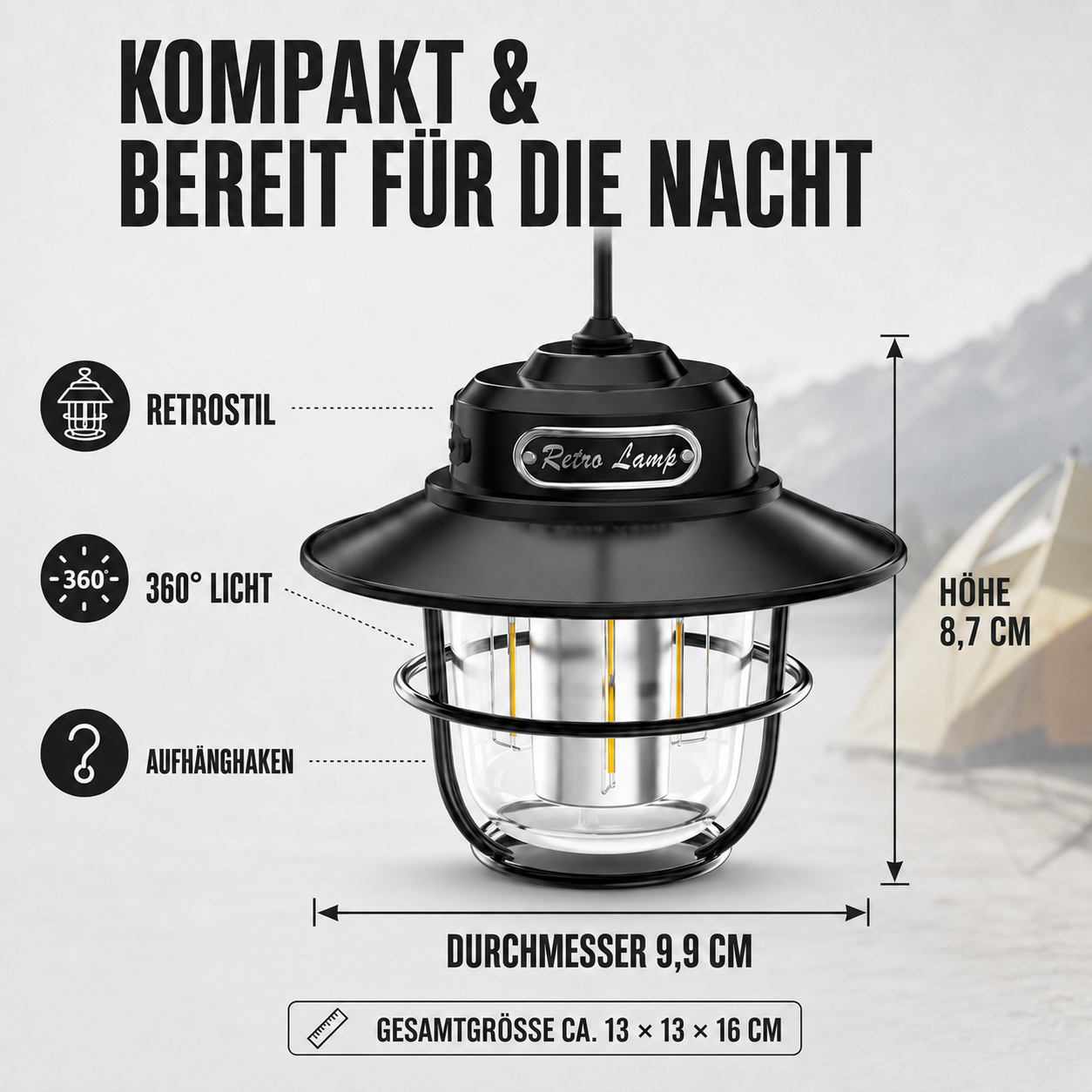 Campinglampe LED dimmbar – LichtNest Retro