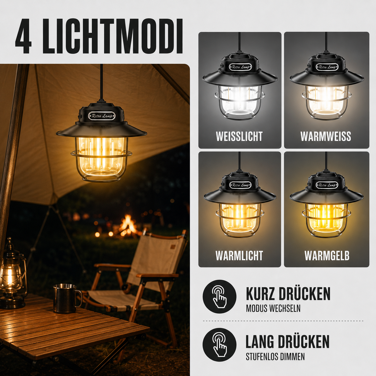 Campinglampe LED dimmbar – LichtNest Retro