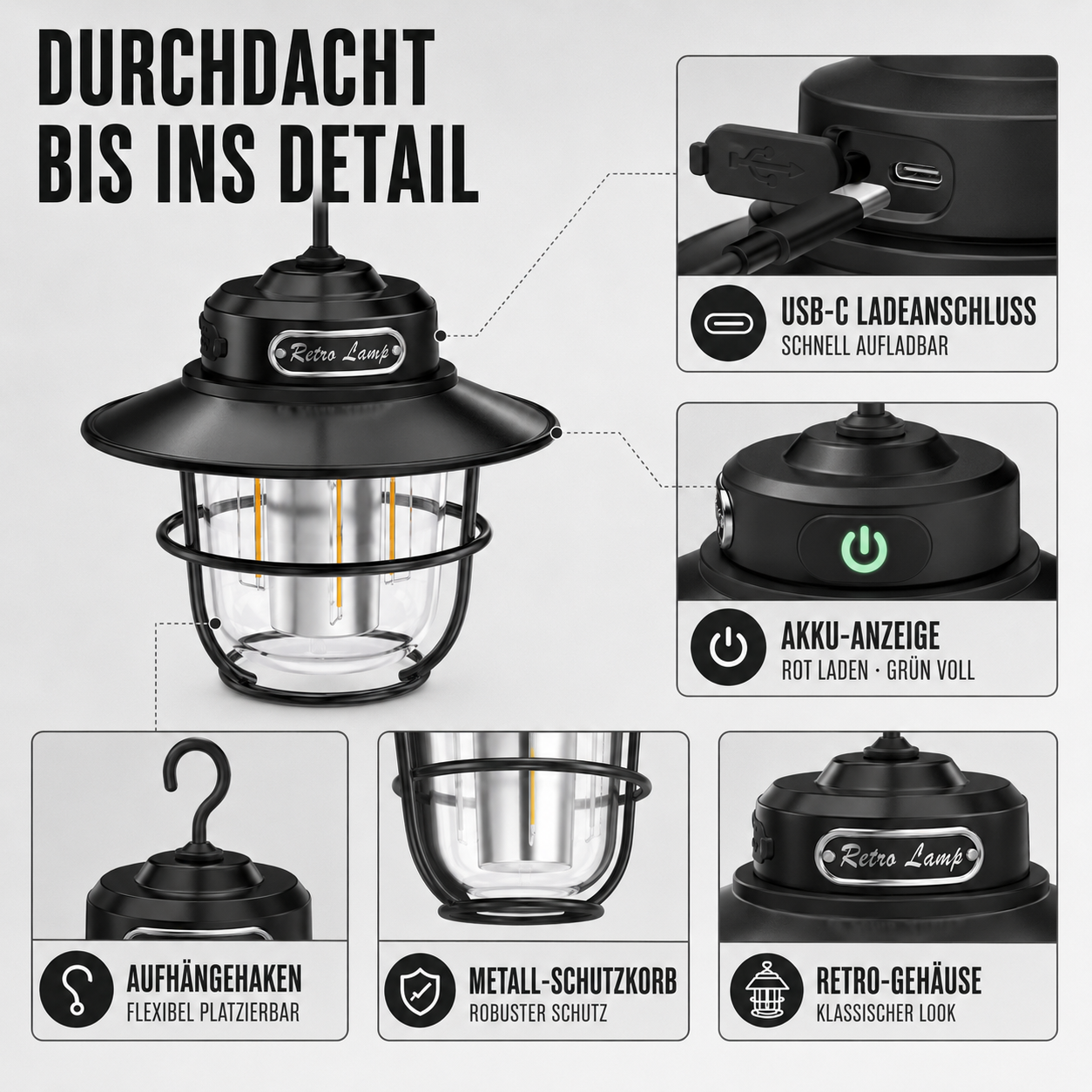 Campinglampe LED dimmbar – LichtNest Retro