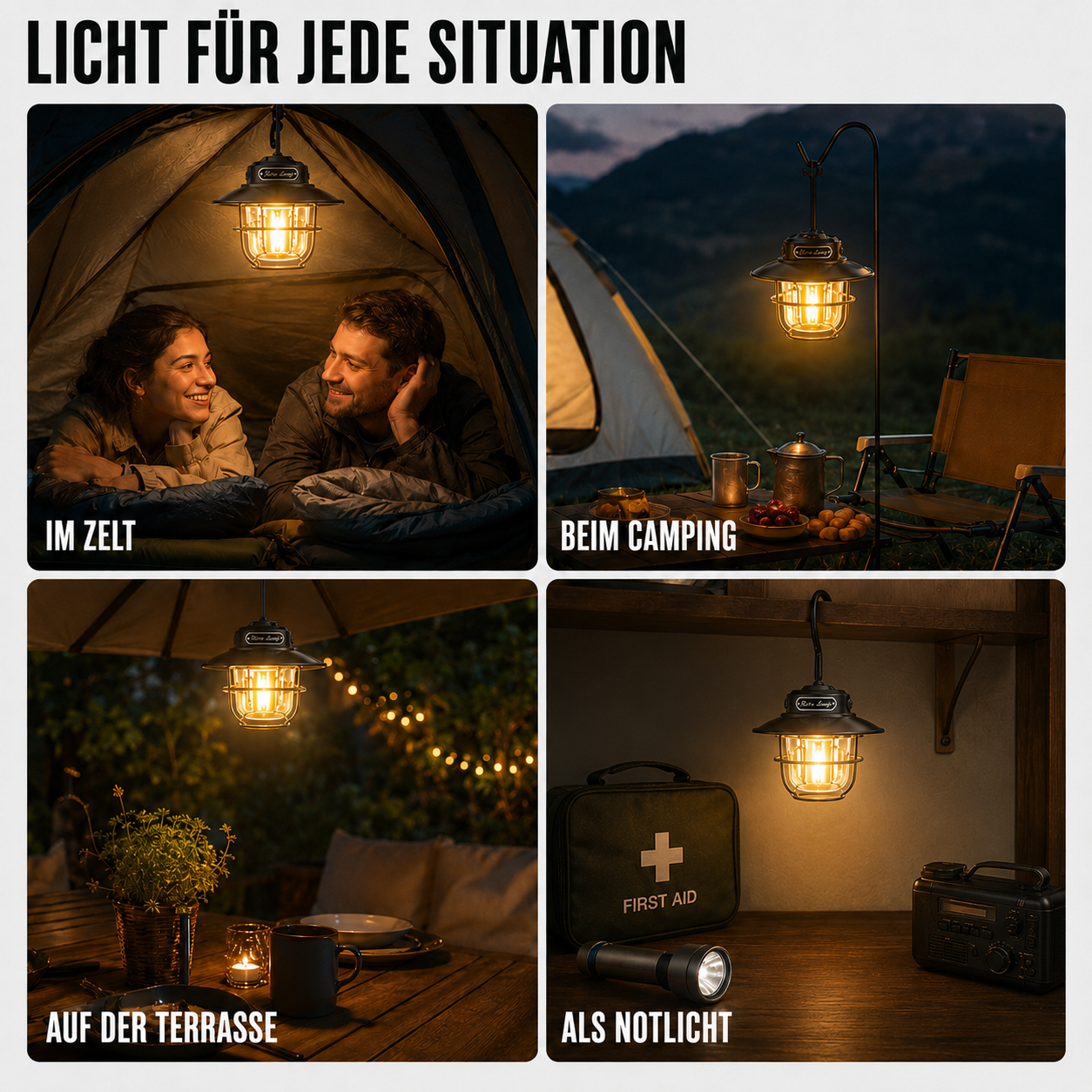Campinglampe LED dimmbar – LichtNest Retro