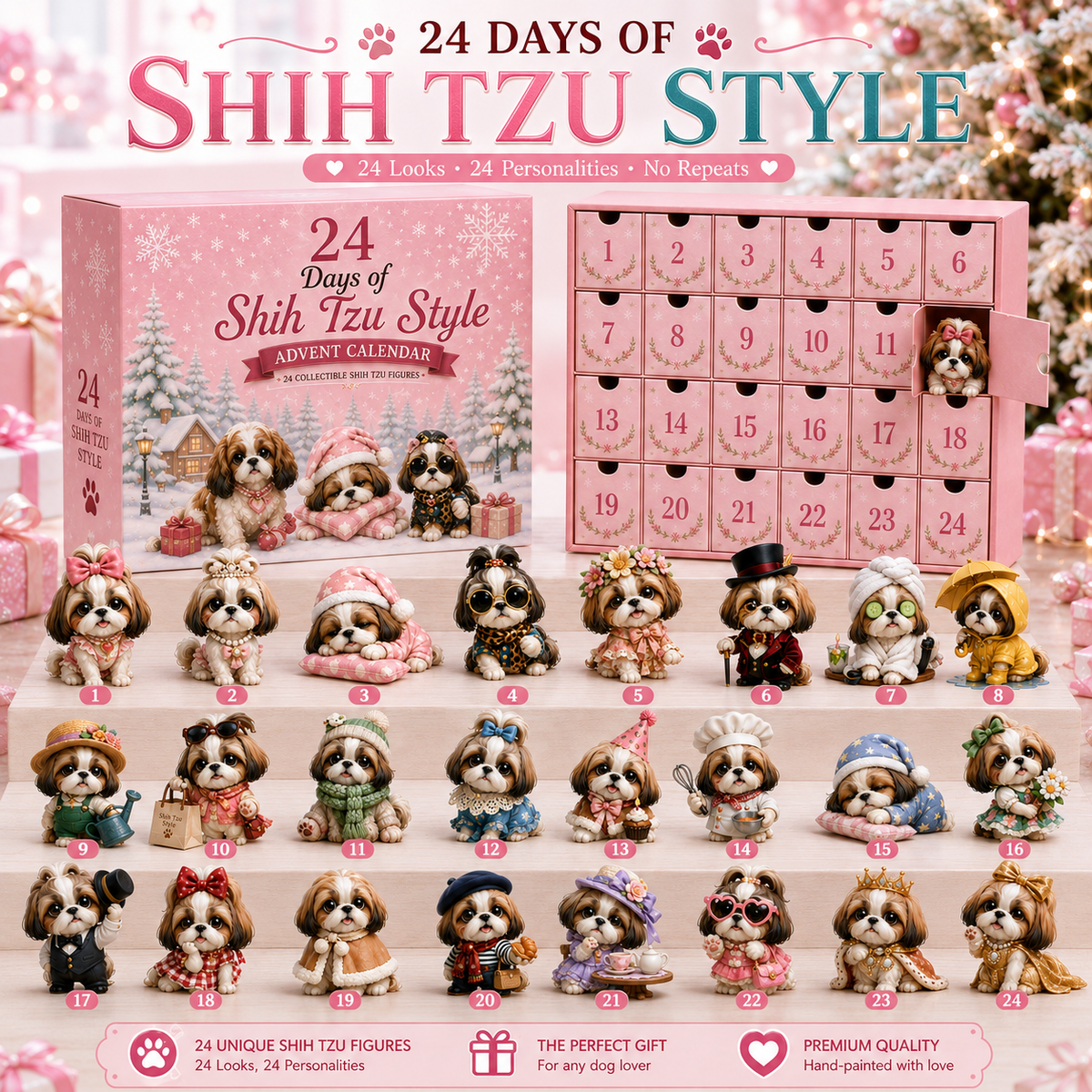 24 Tage Shih Tzu Style Adventskalender – 24 einzigartige Shih Tzu Sammlerstücke