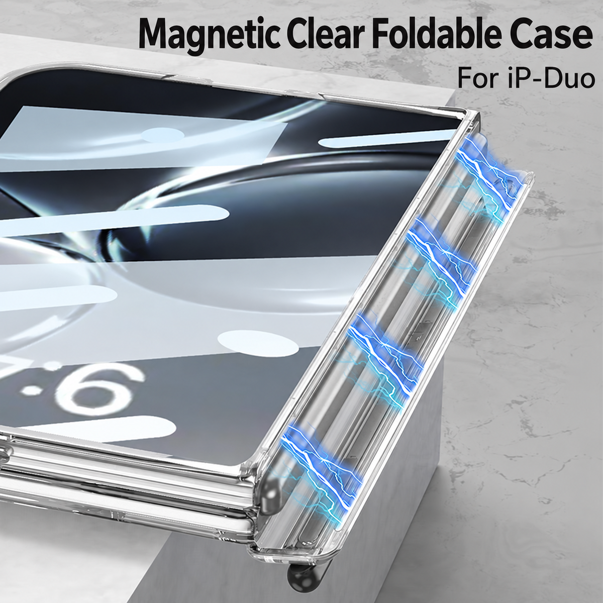 iPhone Duo Magnetische Scharnier-Schutzhülle Transparent mit Eingebauter Hartglasfolie & Magnetischem Stylus