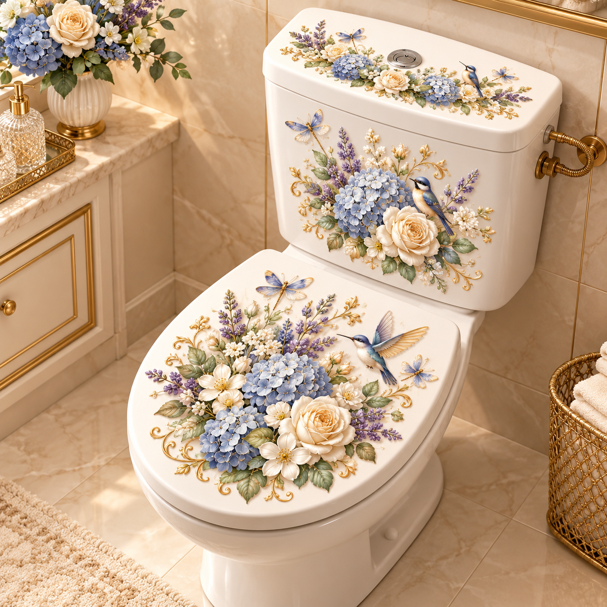 Tier- & Blumen-WC-Aufkleber – 5 charmante Designs für elegante Badezimmerdekoration