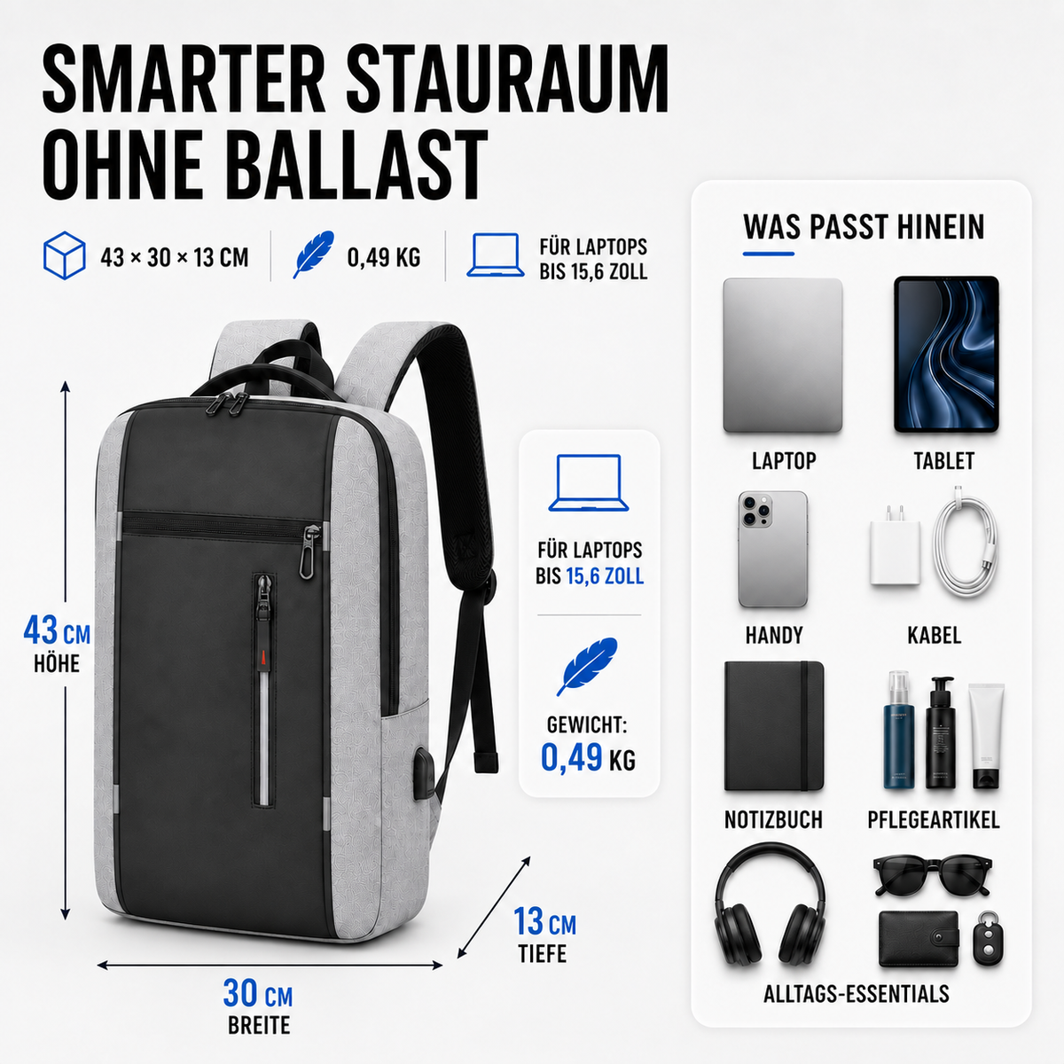 Nordspur | Spritzwassergeschützter Business-Rucksack