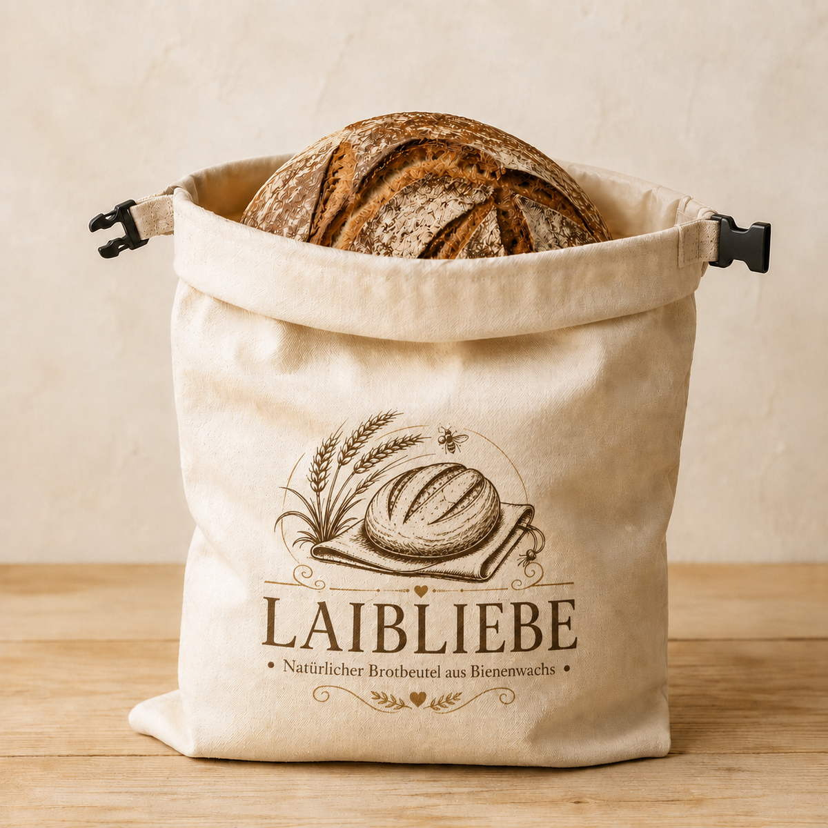 Handgemachter natürlicher Brotbeutel aus Bienenwachs