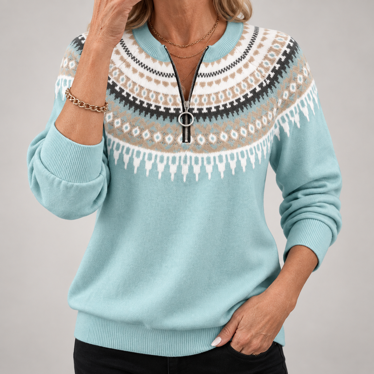 Annemieke Sweatshirt mit Reißverschluss