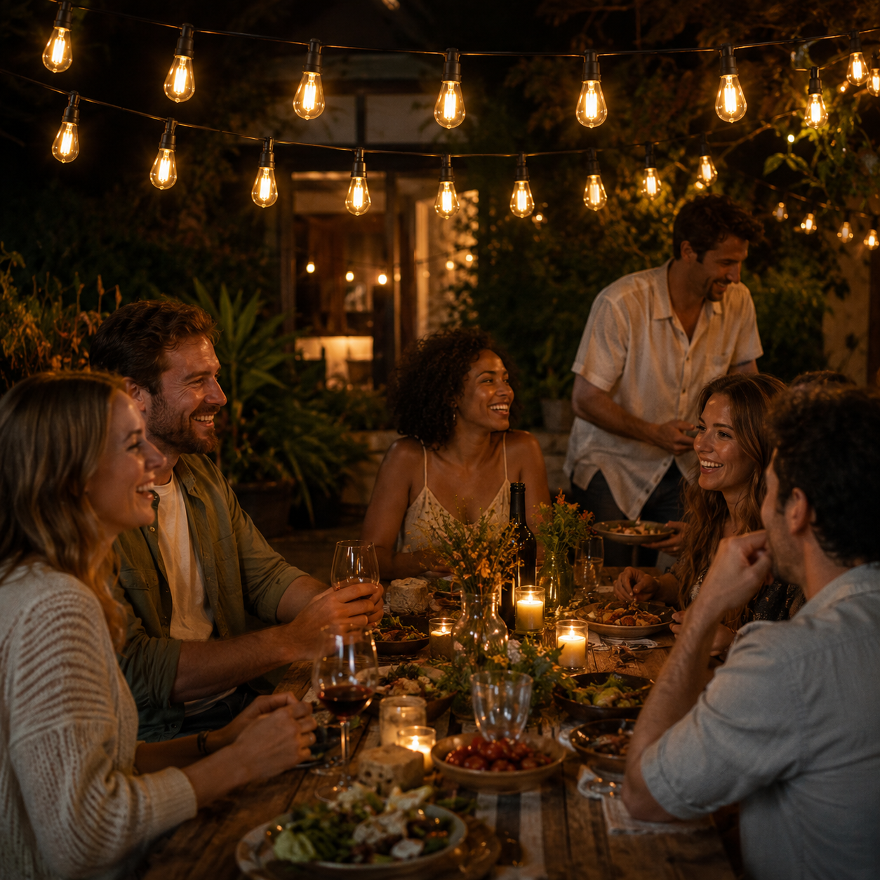 CampGlow Solar Lichterkette für Gartenparty | Wetterfest, warmweiß