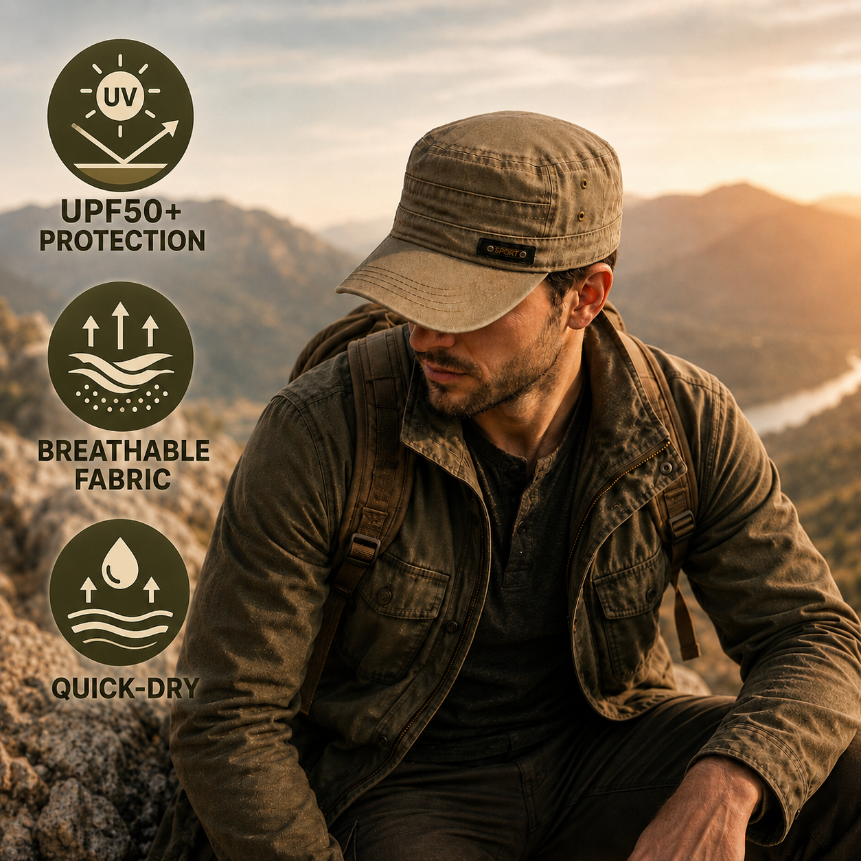 Nordspur | Brimfeld Flache Militär-Sonnenkappe