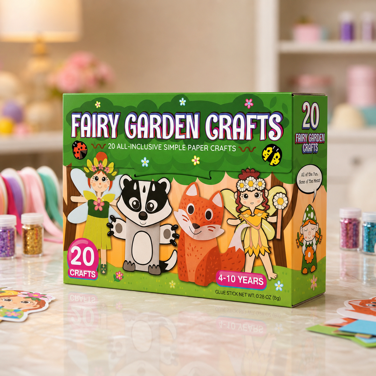 Kinder-Bastelbox Papier – 20 einfache DIY-Kunst- & Bastelprojekte für 3–10 Jahre mit Klebestift, Klebeband & Umschlägen