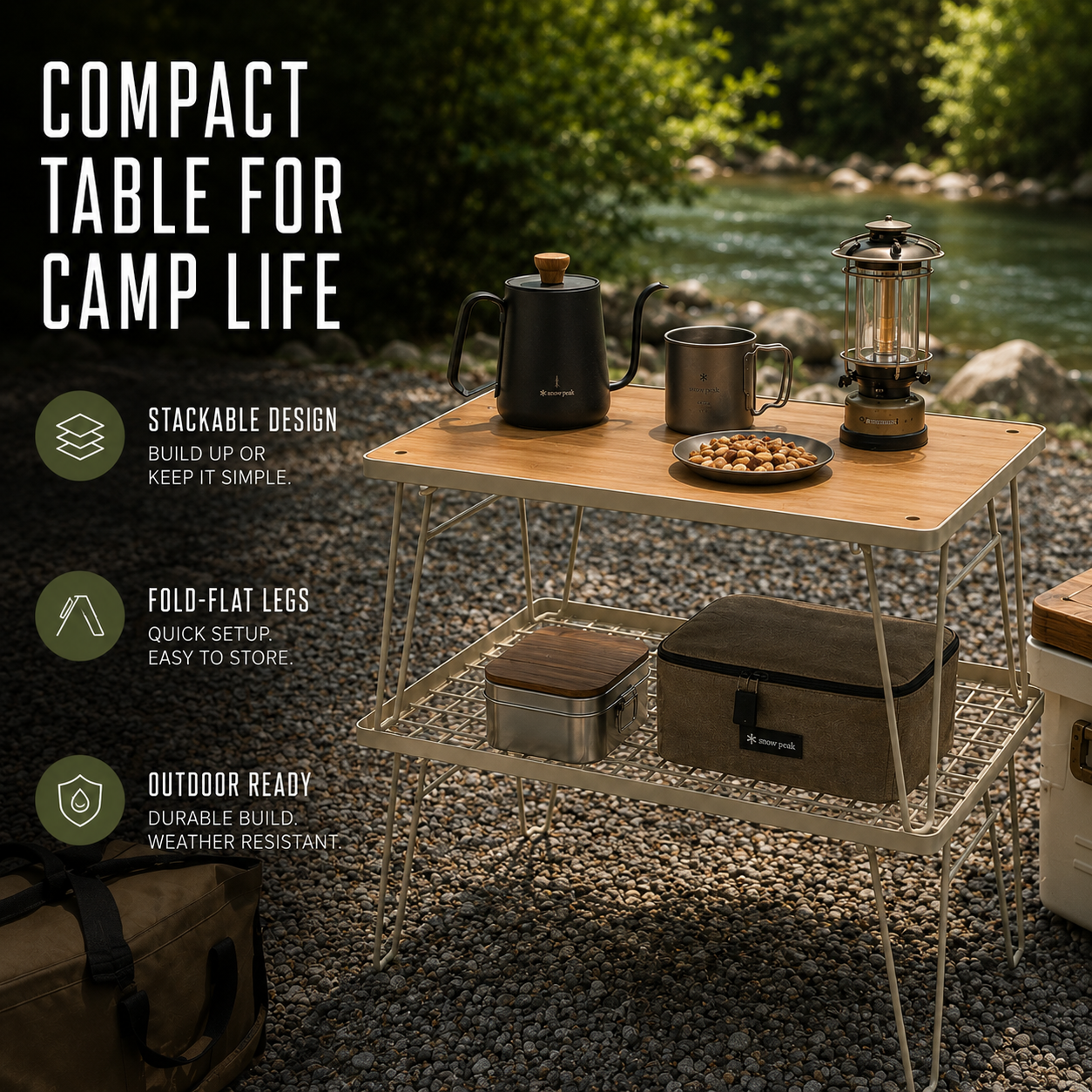 Nordspur | Stackly Klappbarer Stapelbarer Outdoor-Campingtisch