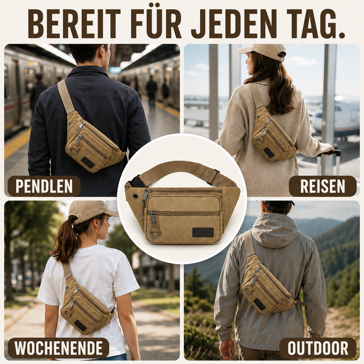 Nordspur | Canvasoro Dicke Canvas-Gürteltasche