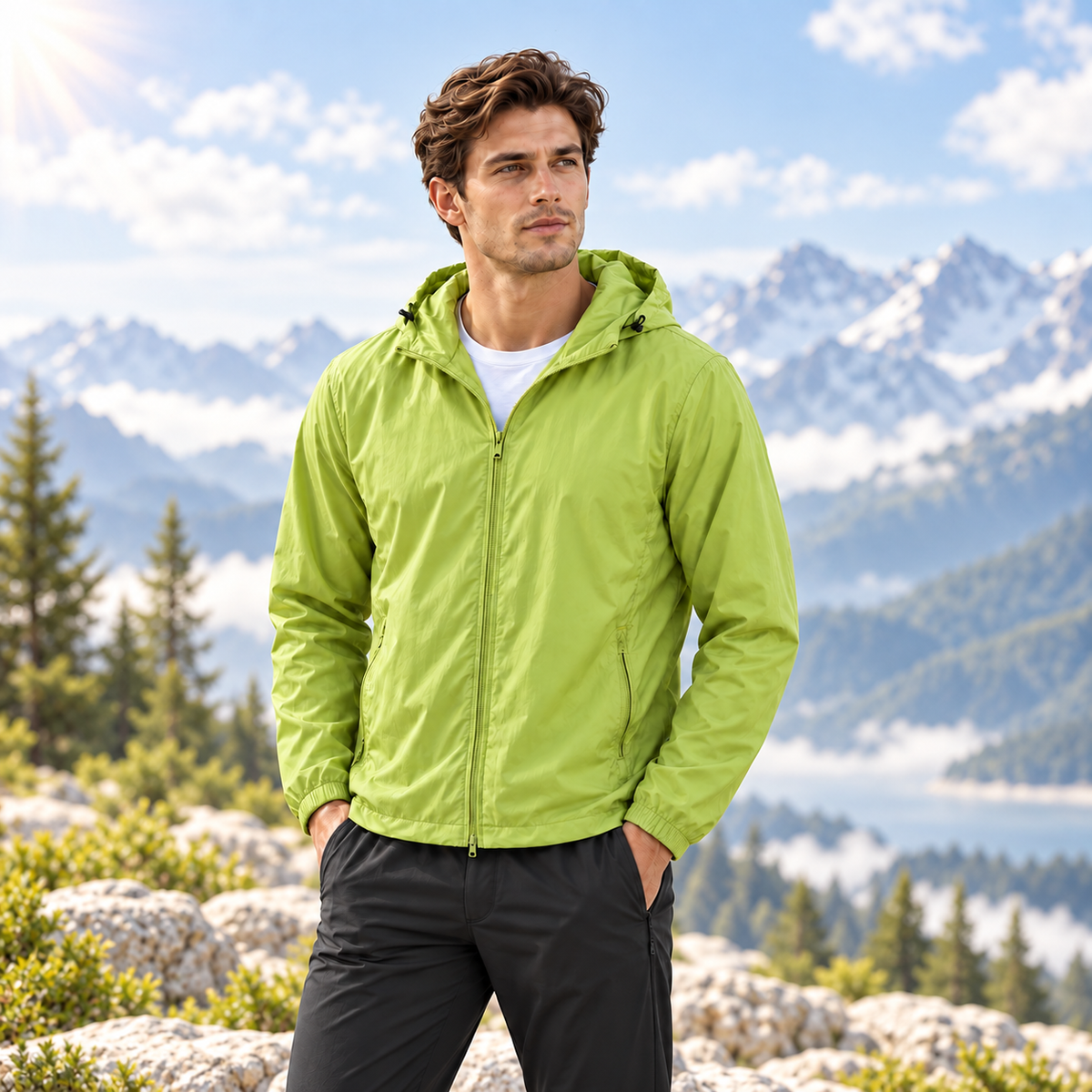 Nordspur | AeroShield Leichte Kapuzen-Herren-Windjacke