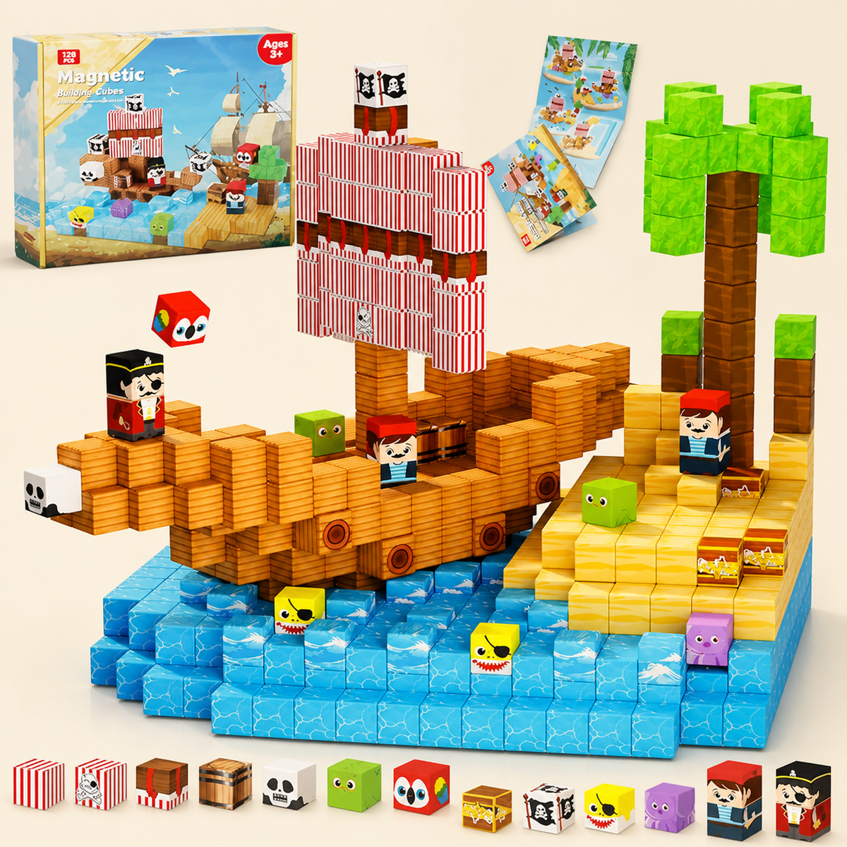 100-teiliges magnetisches Bauklötze-Set – Montessori STEM Konstruktionsspielzeug für Kinder
