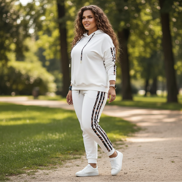 Damen Sportanzug Set aus zwei Teilen mit modernem Muster