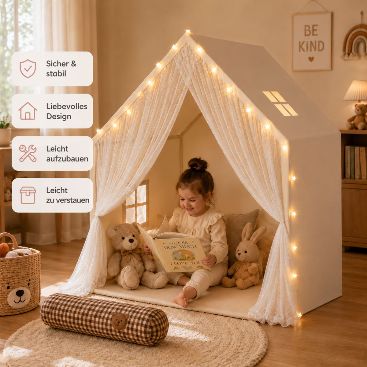 Nordspur | Spitzen-Spielzelt für Kinder mit Lichtern
