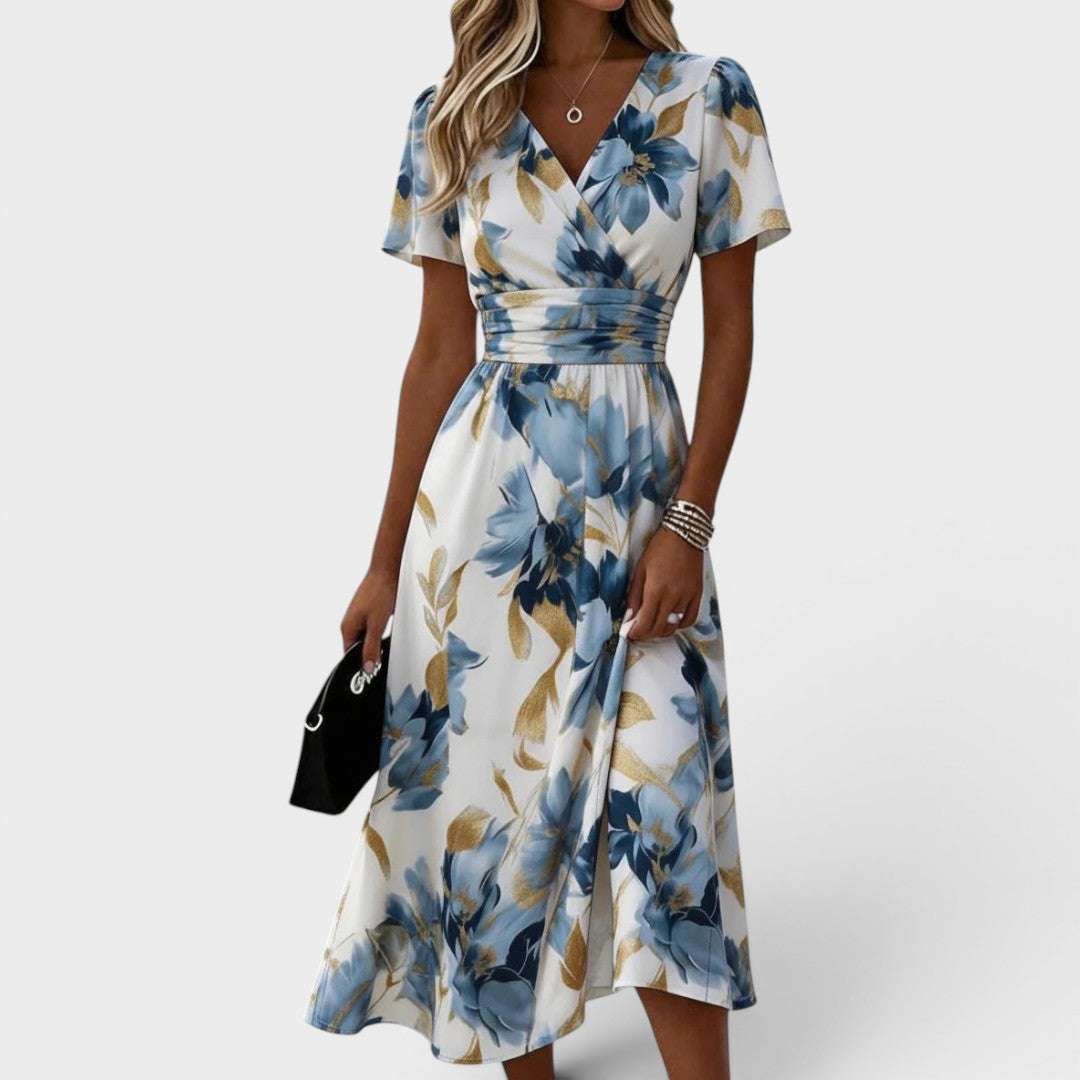 Blumen-Wickelkleid in Midi-Länge