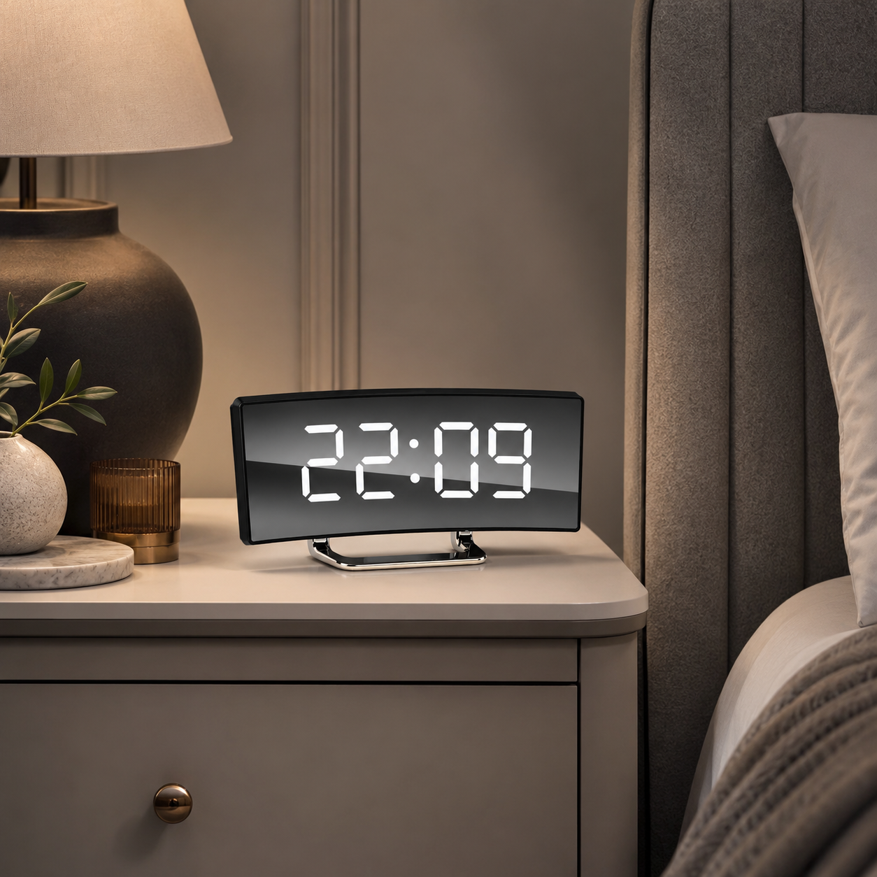 Digitaler Wecker mit Großanzeige & automatischer Dimmfunktion – CurveTime LED