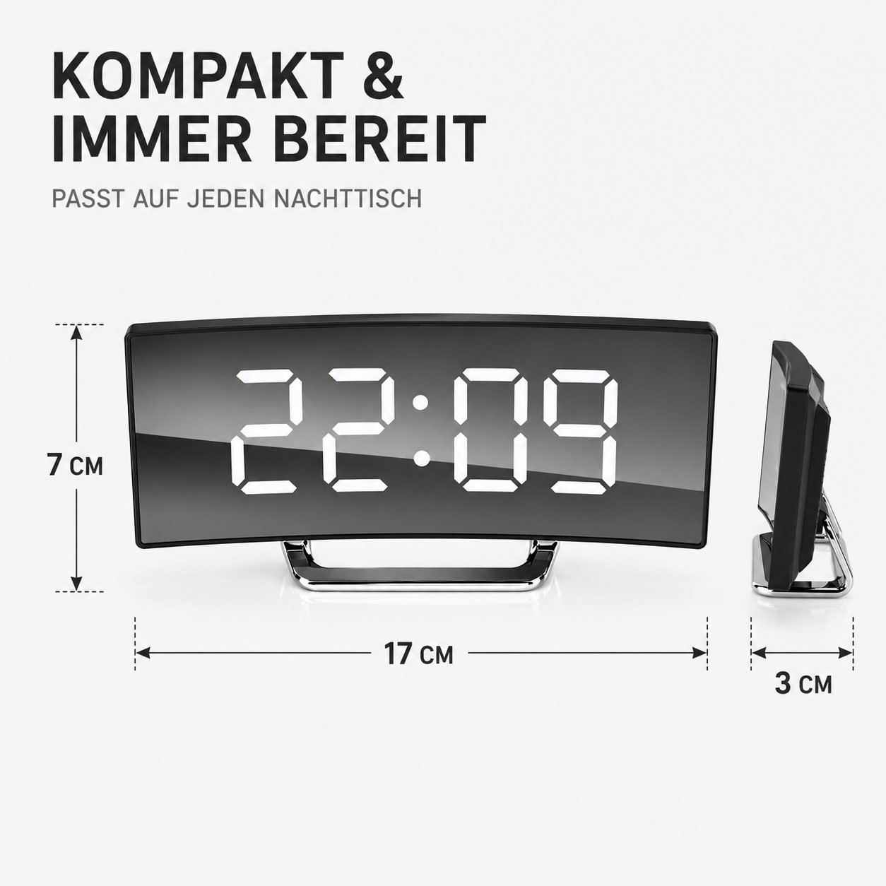 Digitaler Wecker mit Großanzeige & automatischer Dimmfunktion – CurveTime LED