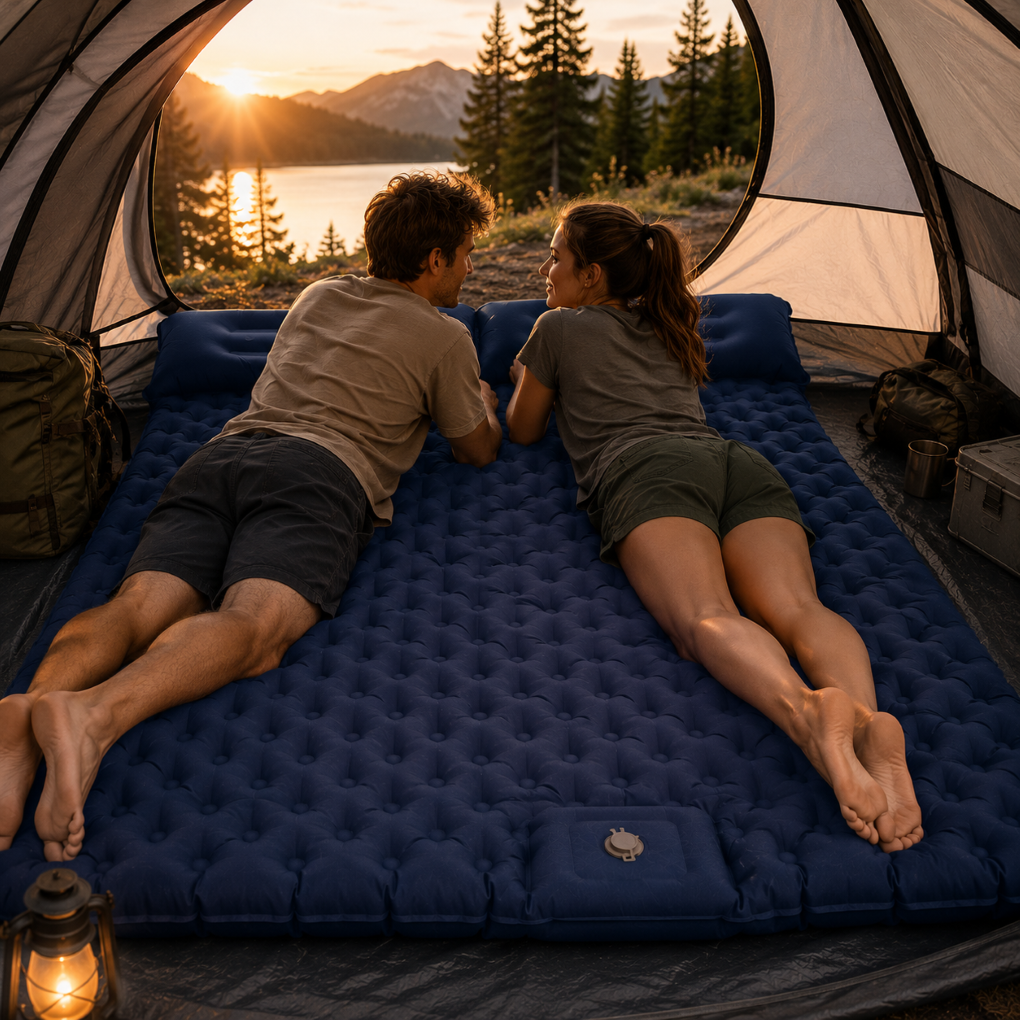 Doppelte Camping Isomatte mit Fußpumpe – AirNest Duo