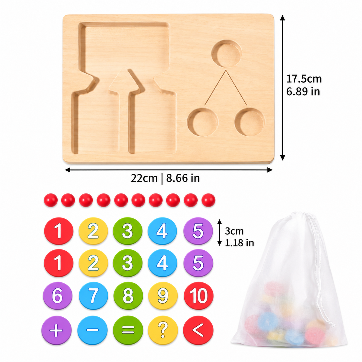Holz-Mathe-Lernbrett für kleine Rechner