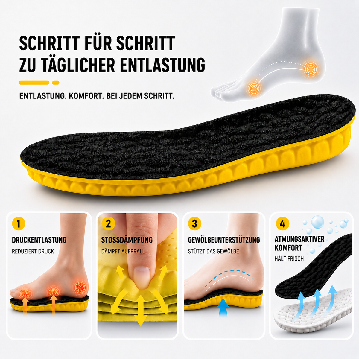 Einlegesohlen Mit Fußbett | Konturierte 4D Sporteinlage