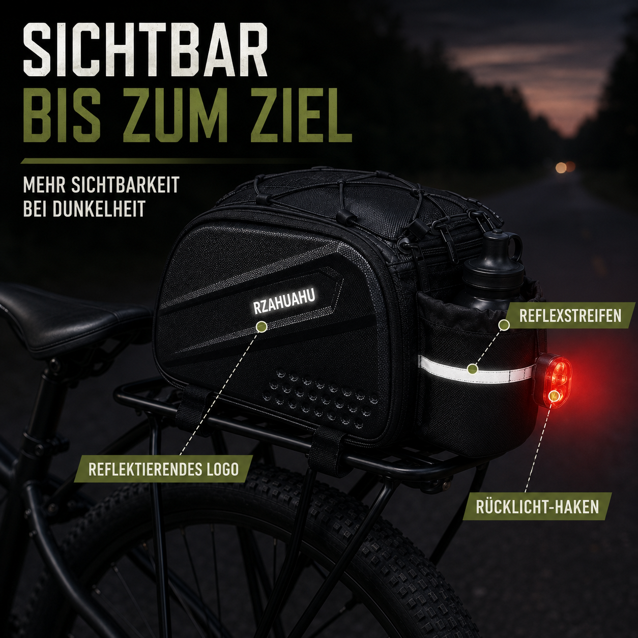 Fahrrad-Gepäckträgertasche mit Reflexstreifen & großer Kapazität – RadPack Pro