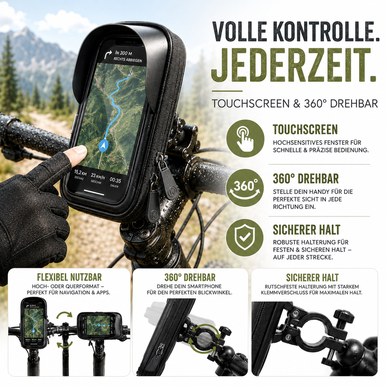 Fahrrad-Handyhalterung wasserdicht mit Touchscreen – TouchRide 6.4