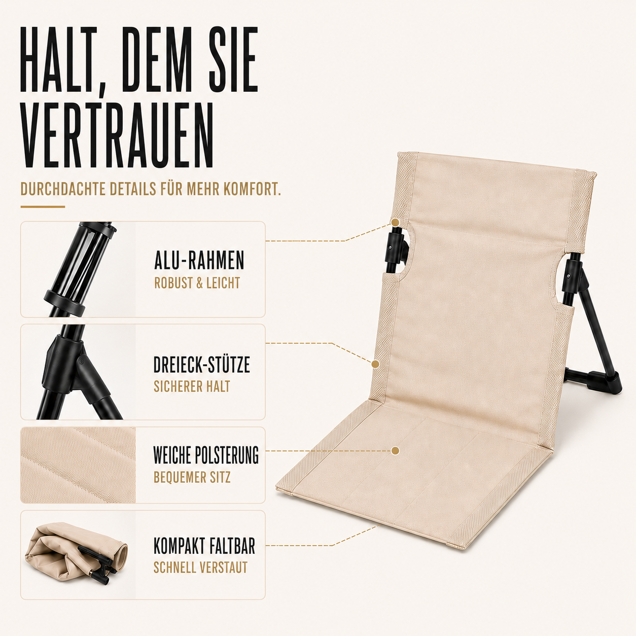 Faltbarer Outdoorstuhl ultraleicht & kompakt – LiteRest Campingstuhl