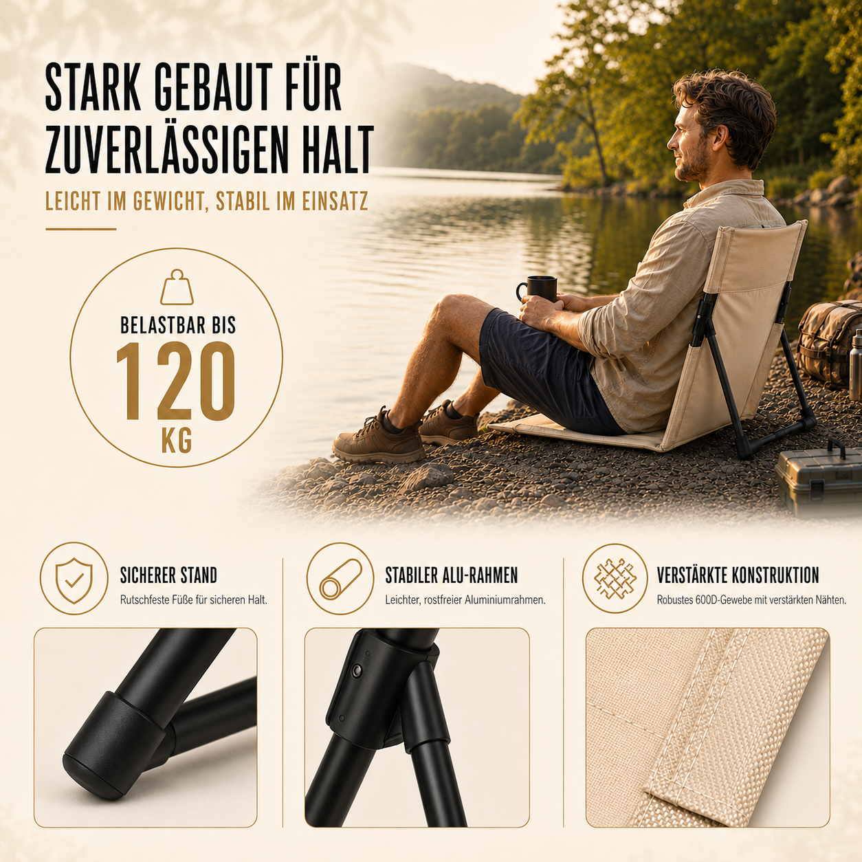 Faltbarer Outdoorstuhl ultraleicht & kompakt – LiteRest Campingstuhl