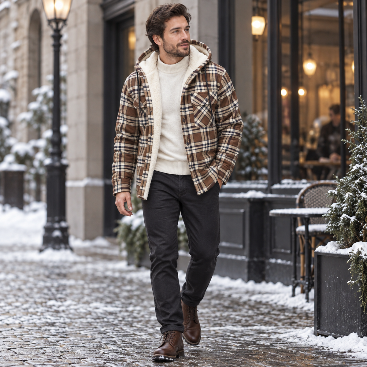 Flanell Pulloverjacke mit Kapuze – NordHaven Thermal Jacket