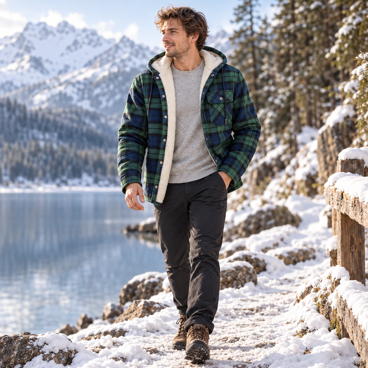 Flanell Pulloverjacke mit Kapuze – NordHaven Thermal Jacket