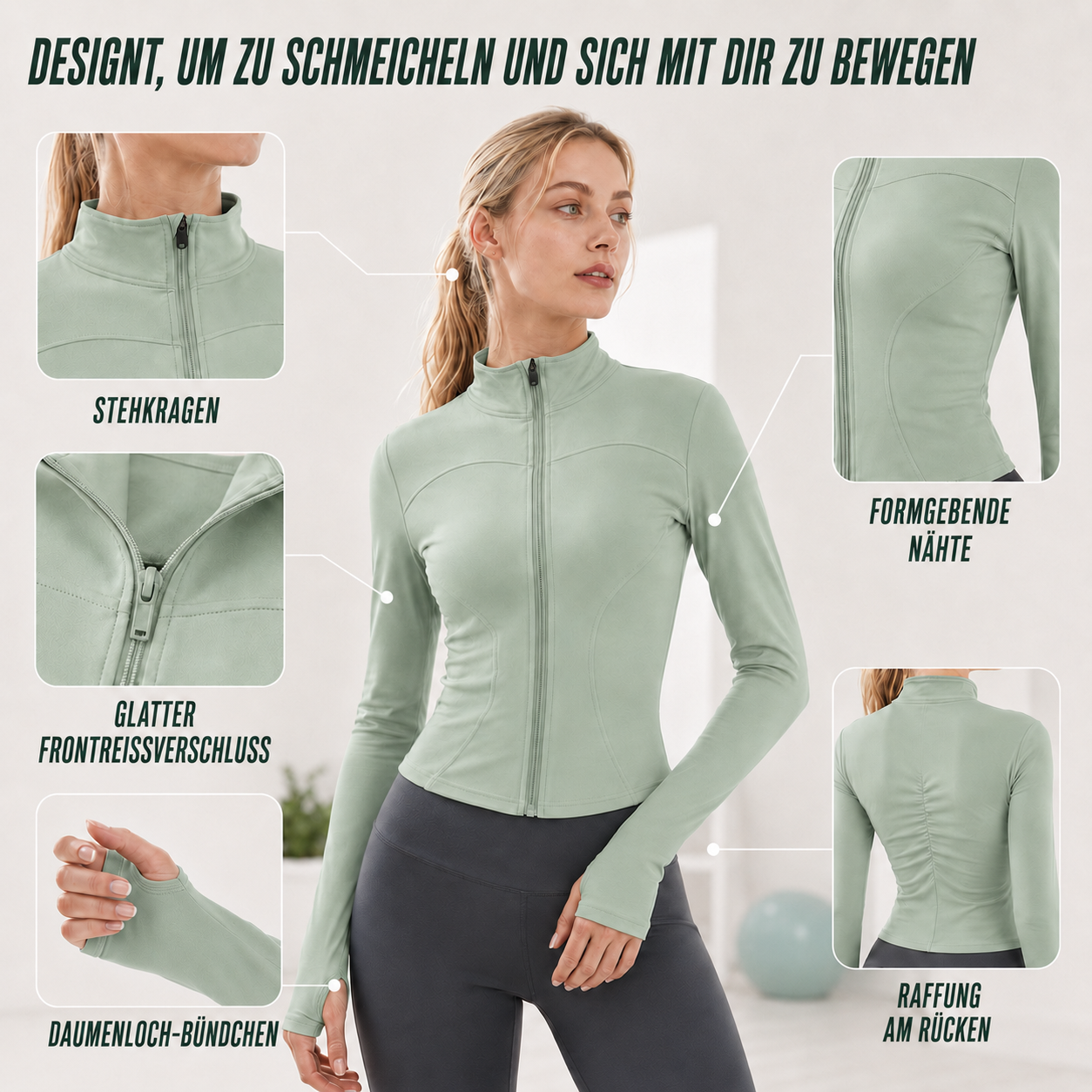 Nordspur | Fluxara Langarm-Trainings-Zip-Jacke figurbetont