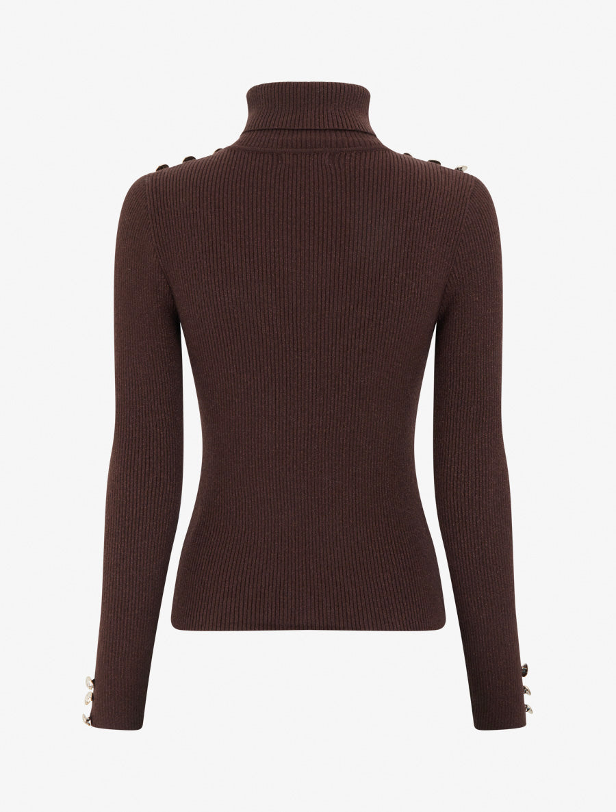 Pullover mit Glitzer-Strick Rollkragen