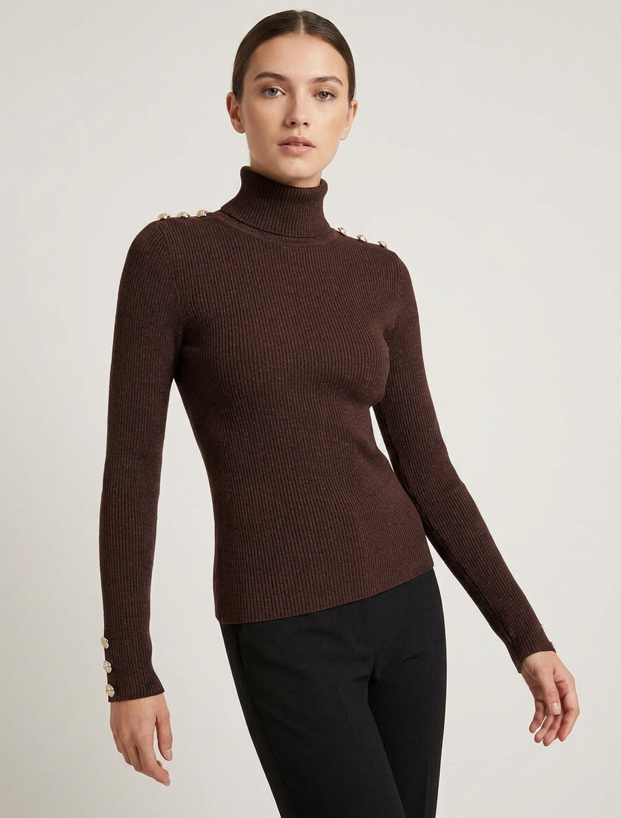 Pullover mit Glitzer-Strick Rollkragen