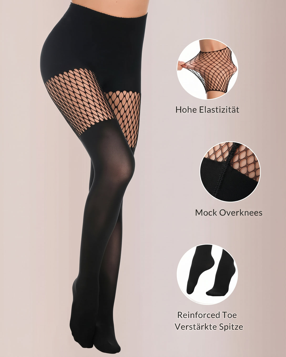 Nordspur | Cut-Out Fishnet Strumpfhose Illusion Feinstrumpfhose (2er-Pack)