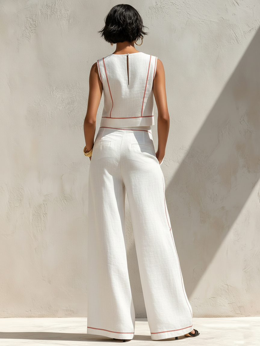 Elegantes Hosen-Set mit Kontrastnähten