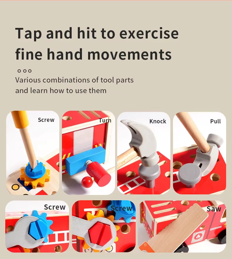 Montessori Holz-Feuerwehr-Werkzeugkasten & Bauset