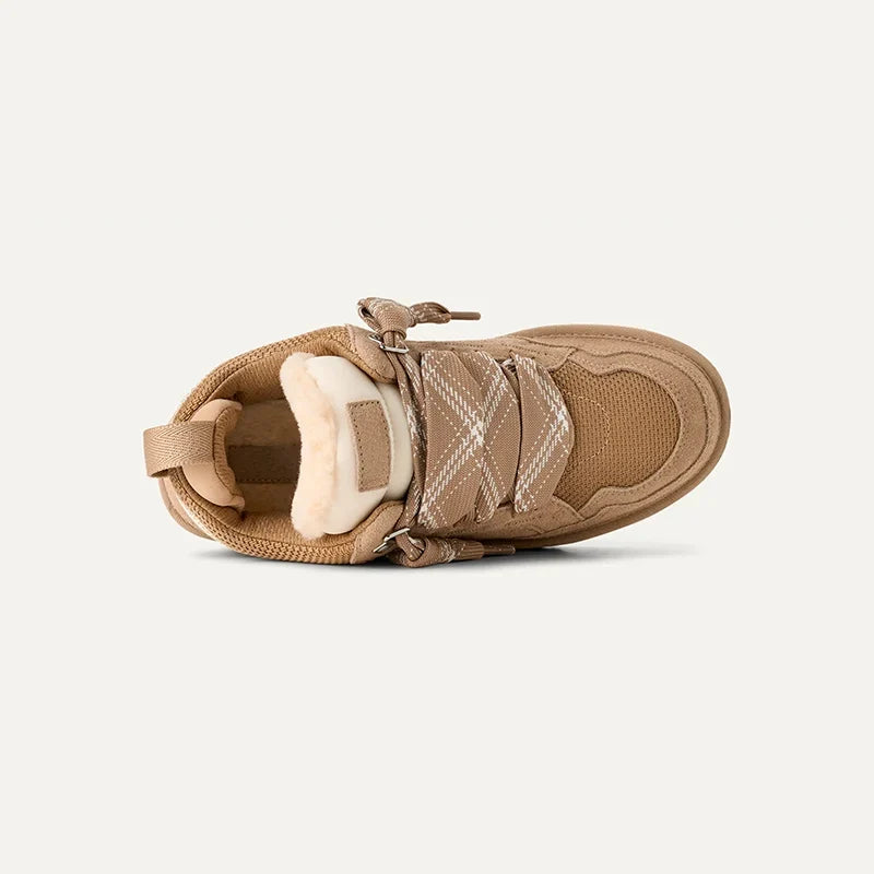 Gefütterte Wildleder-Plateau-Wintertrainer für Damen