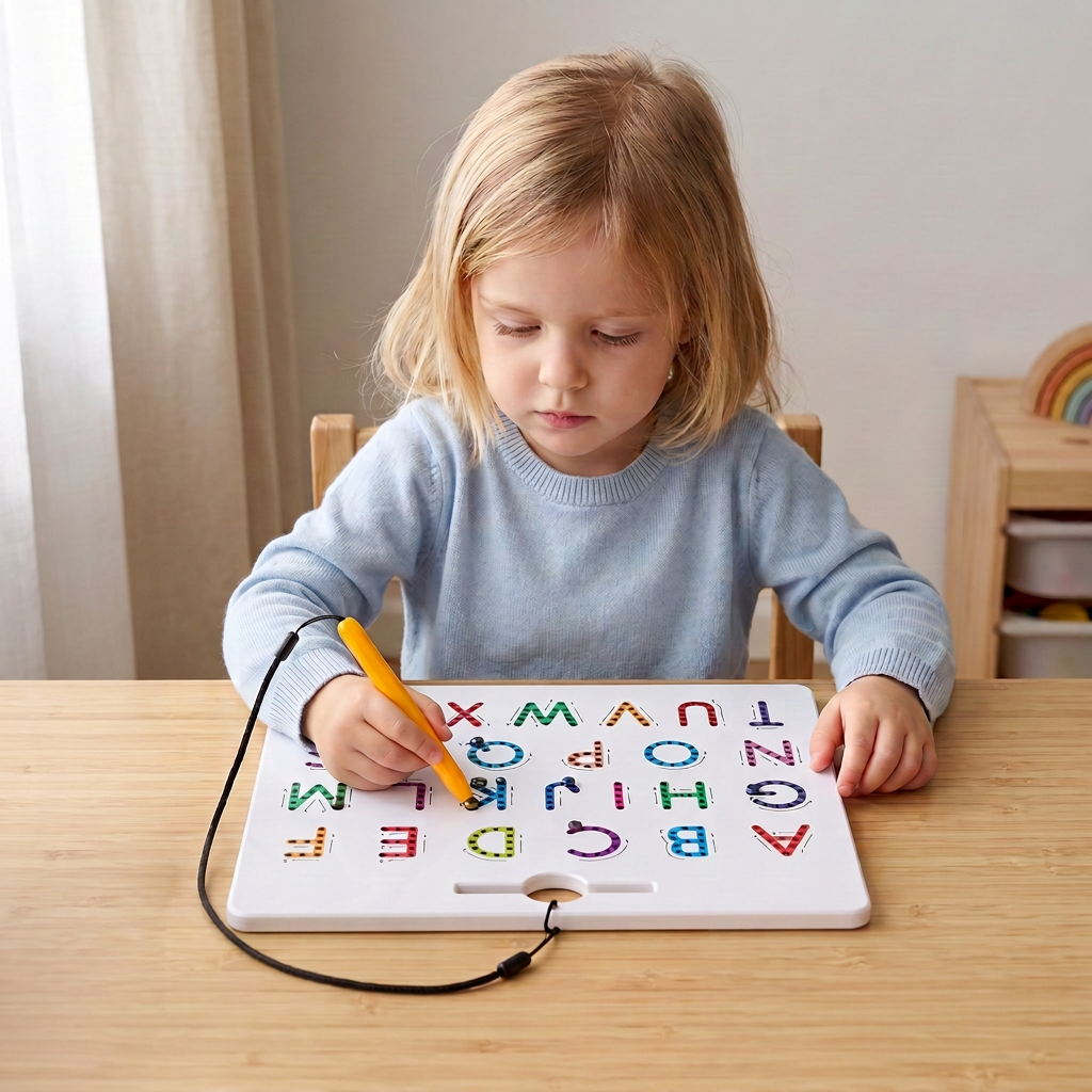 2-in-1 Magnetisches Buchstaben-Nachziehbrett für Groß- und Kleinbuchstaben-Schreibübung